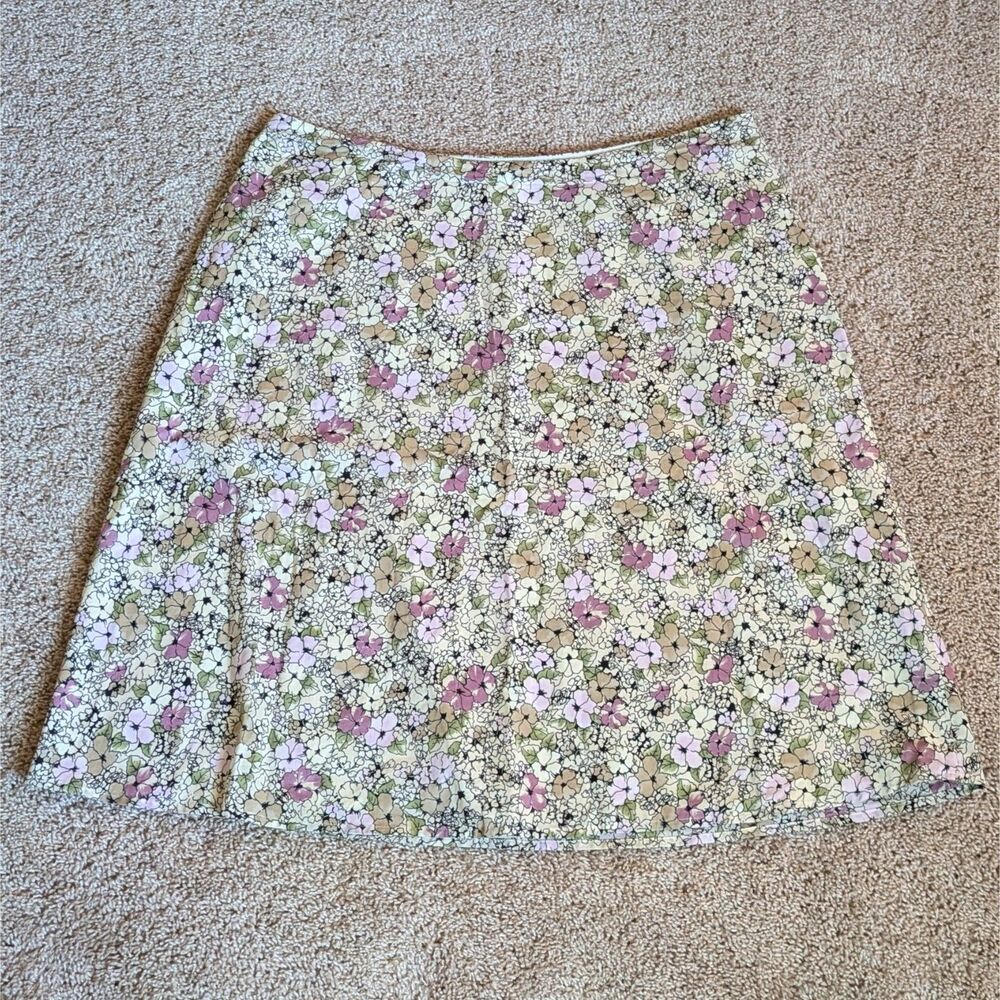 Villager Skirt Womens 16W Multi Floral A-Line Cotton Lined Spring Summer